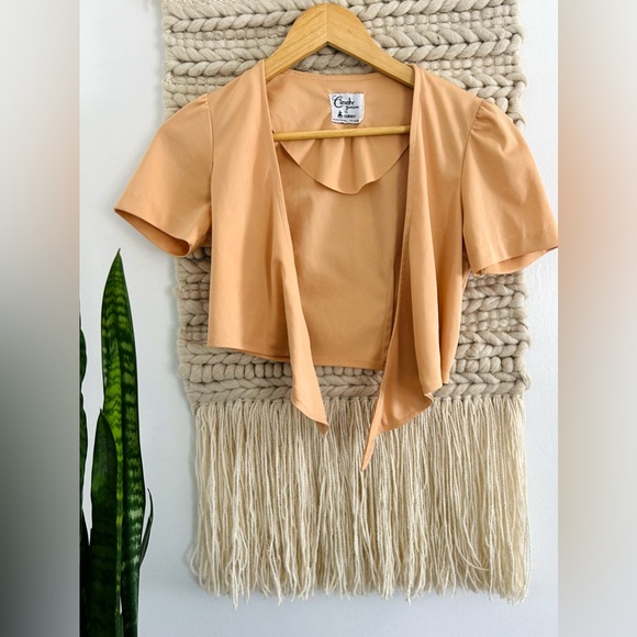 VINTAGE 70s Cropped Tie Top - Picture 3 of 6